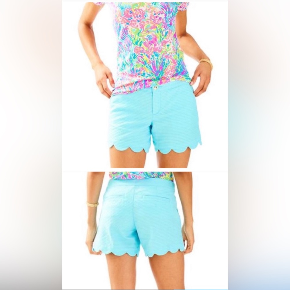 Lilly Scalloped Buttercup Shorts, Size 14, Color Serene Blue